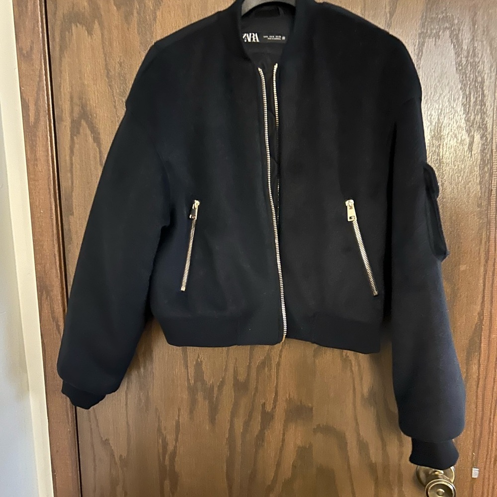 Zara Black Bomber Jacket NWOT size medium